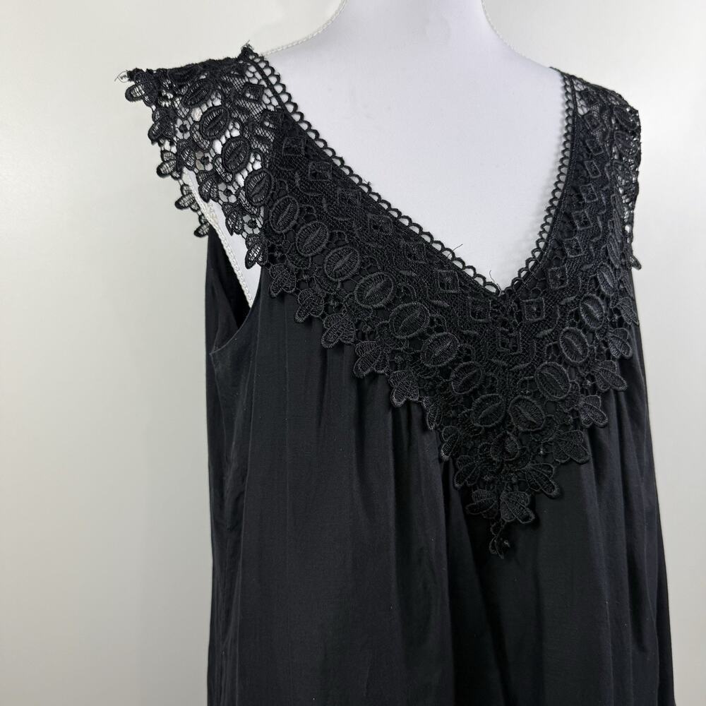 Whimsygoth Black Crochet Lace Bizz Princess Tunic Large Cotton Silk Pockets - Picture 7 of 13